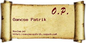 Oancse Patrik névjegykártya